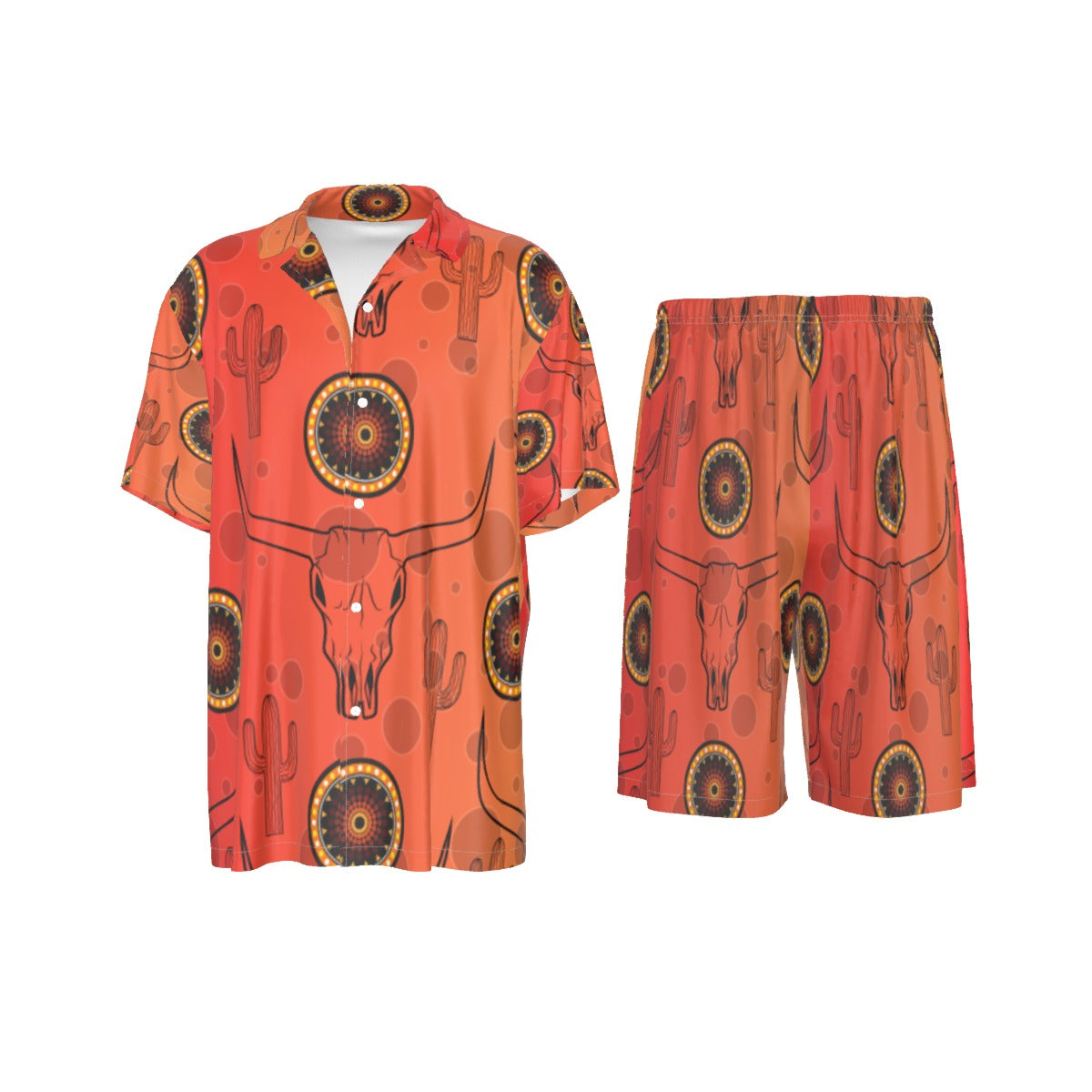 Men's Silk PJ Set – Aboriginal Cowboy Style (2-Piece Short Set)