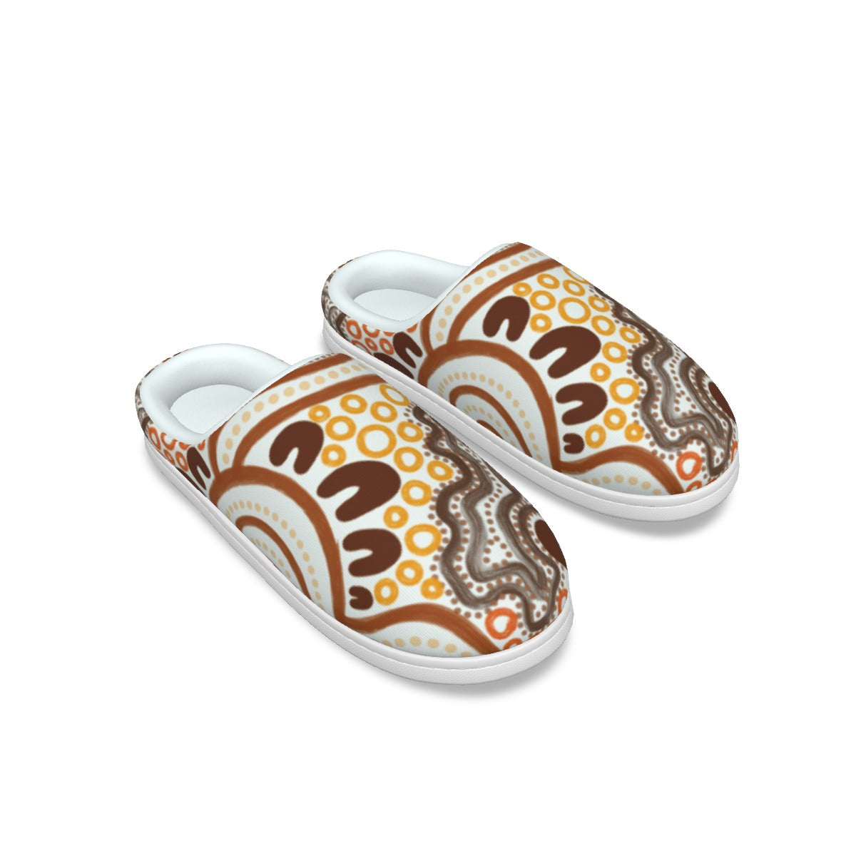 Unisex Brown Indigenous Design Slippers