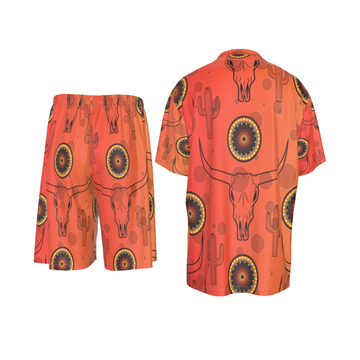 Men's Silk PJ Set – Aboriginal Cowboy Style (2-Piece Short Set)