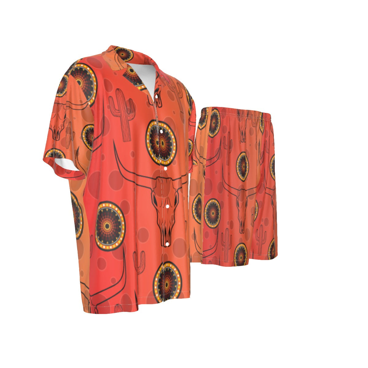 Men's Silk PJ Set – Aboriginal Cowboy Style (2-Piece Short Set)