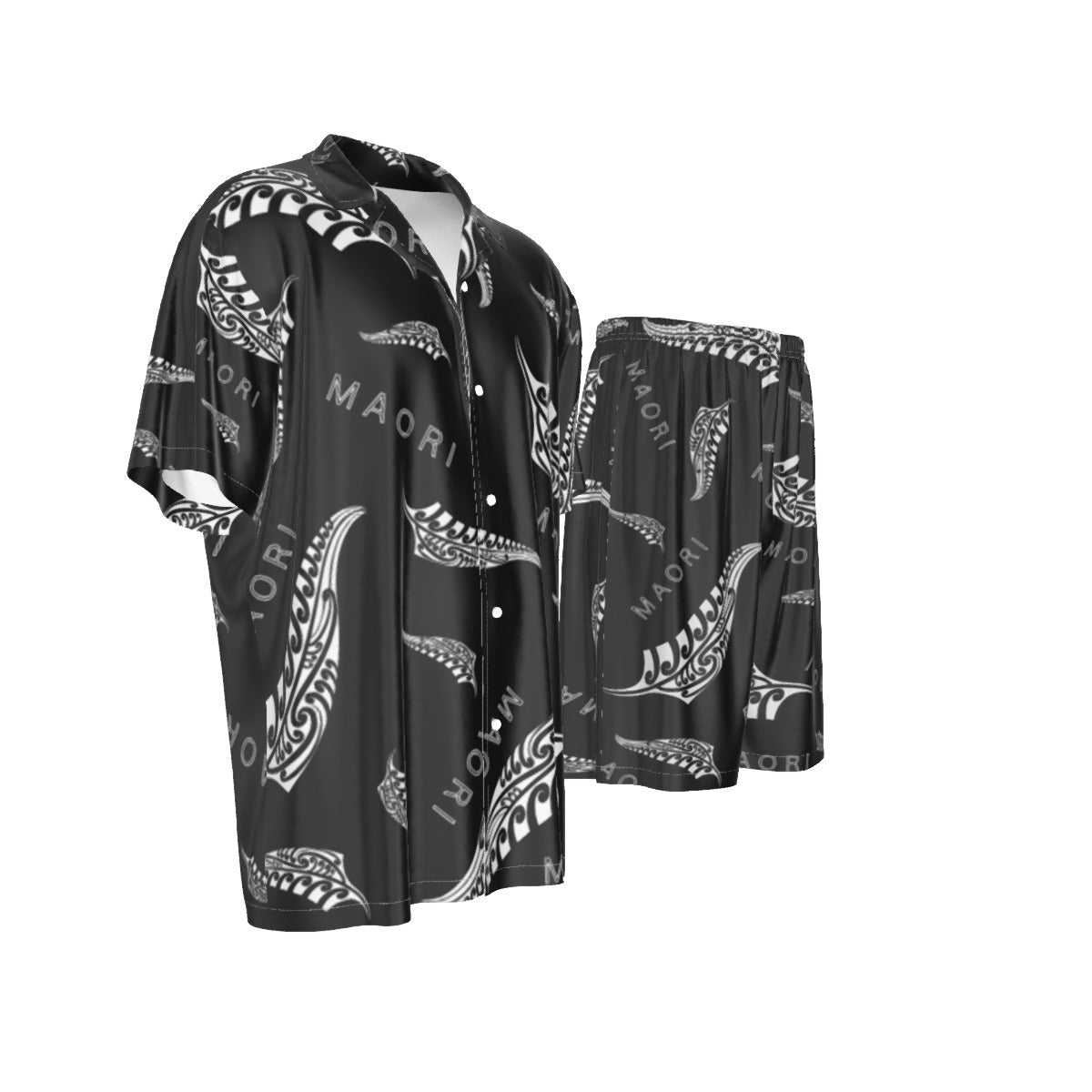New Zealand Men's Silk Two-Piece Short Sleeve Shirt and Shorts Pajama Set