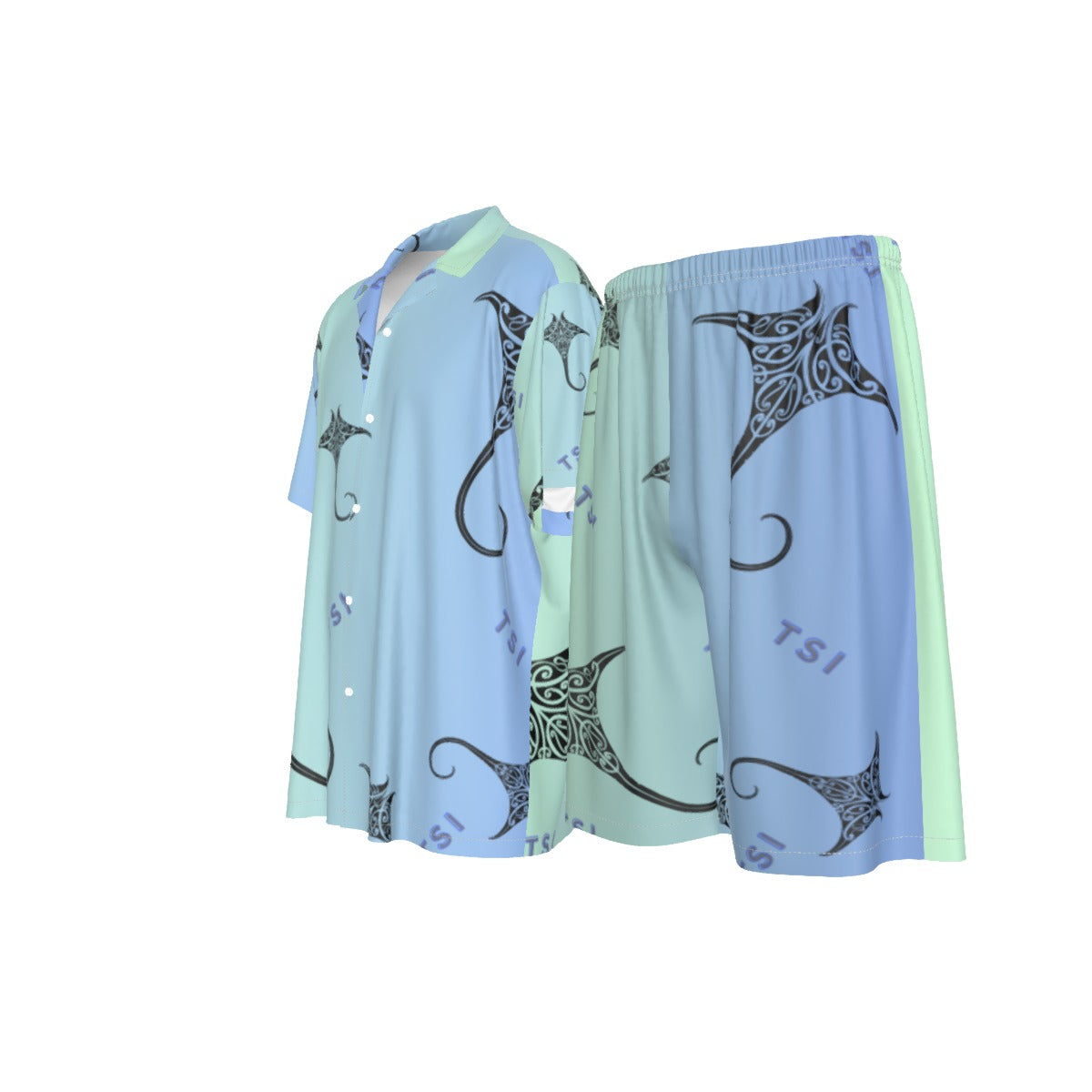 TSI Manta Ray Design Men's Silk Pajama Set