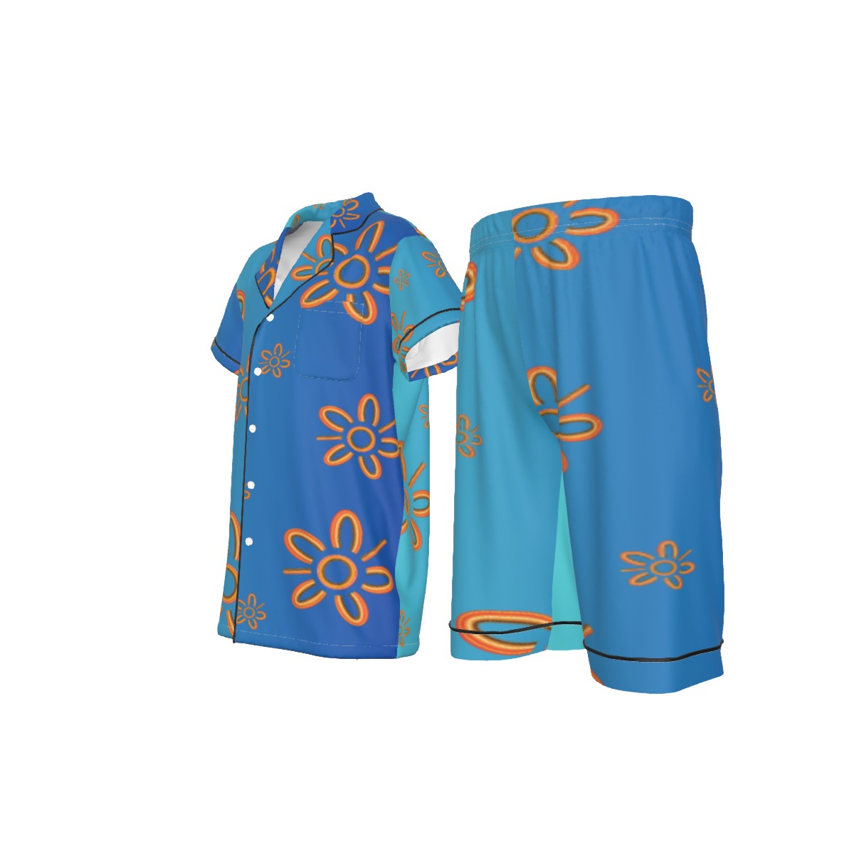 Blue Design Kids 2-Piece Short Pajama Set