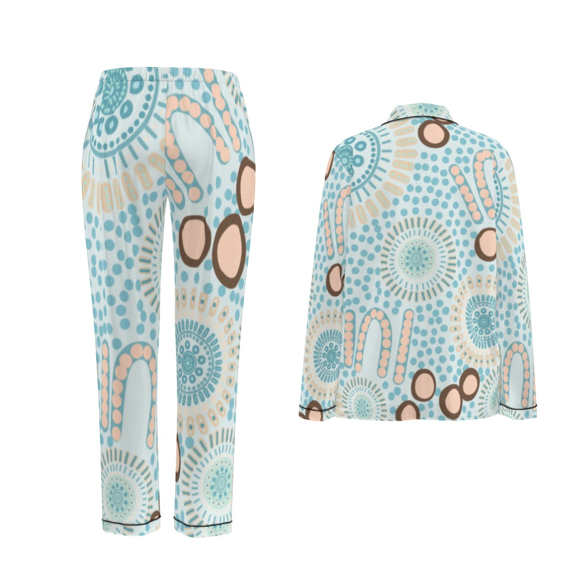Ocean Dreaming – Women's Long Pyjama Set (Aboriginal Dot Print)