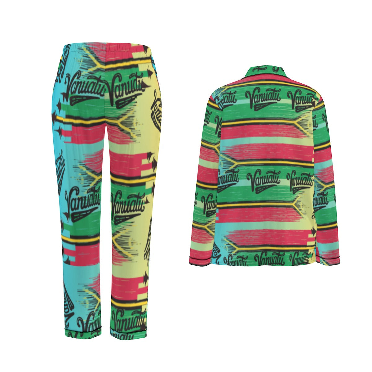 Tropical Heritage – Women’s Long Pyjama Set (Vanuatu Flag Inspired)