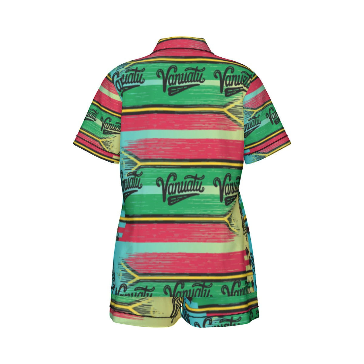 Vanuatu Women's Silk Two-Piece Short Sleeve Shirt and Shorts Pajama Set