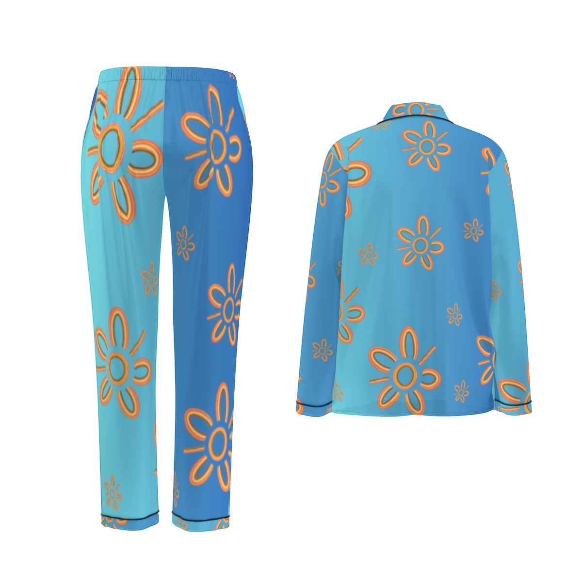 Sky Country – Women's Long Pyjama Set (Aboriginal Blue Design)