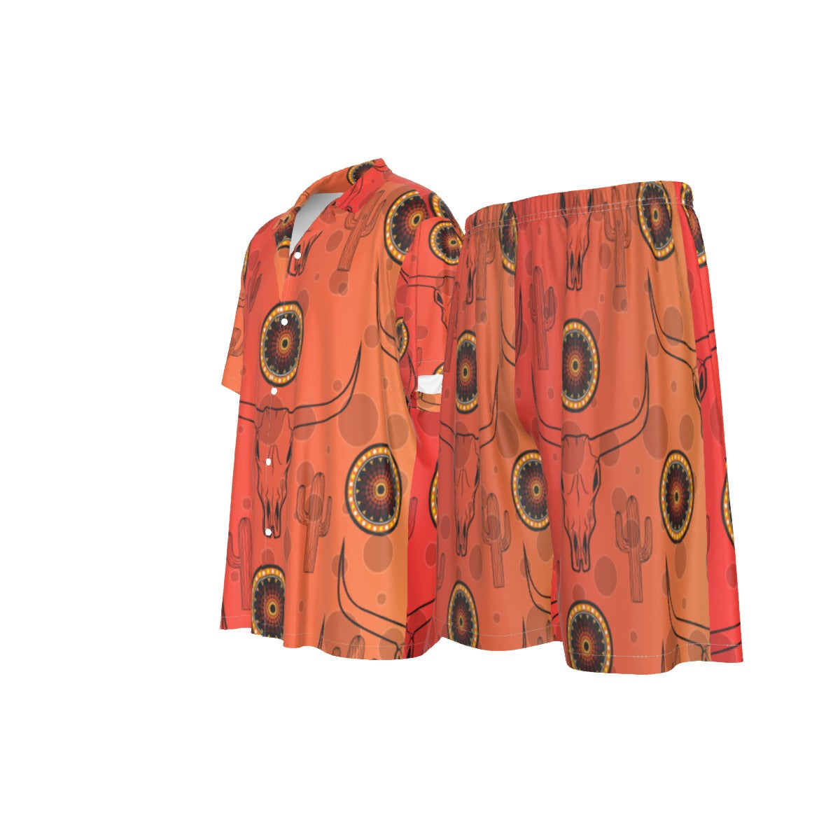 Men's Silk PJ Set – Aboriginal Cowboy Style (2-Piece Short Set)