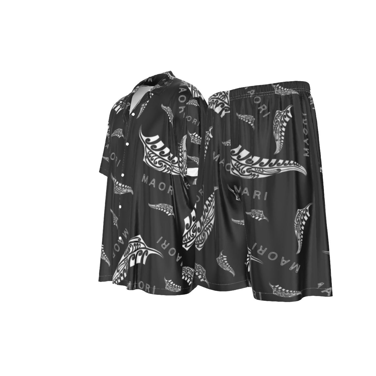 New Zealand Men's Silk Two-Piece Short Sleeve Shirt and Shorts Pajama Set