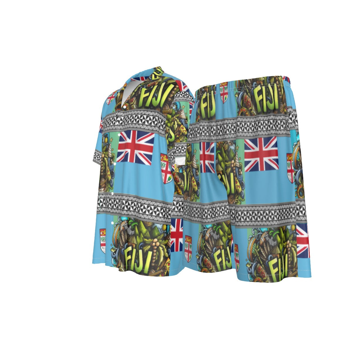 Ocean Drift – Men’s Fiji-Inspired Silk Two-Piece Set