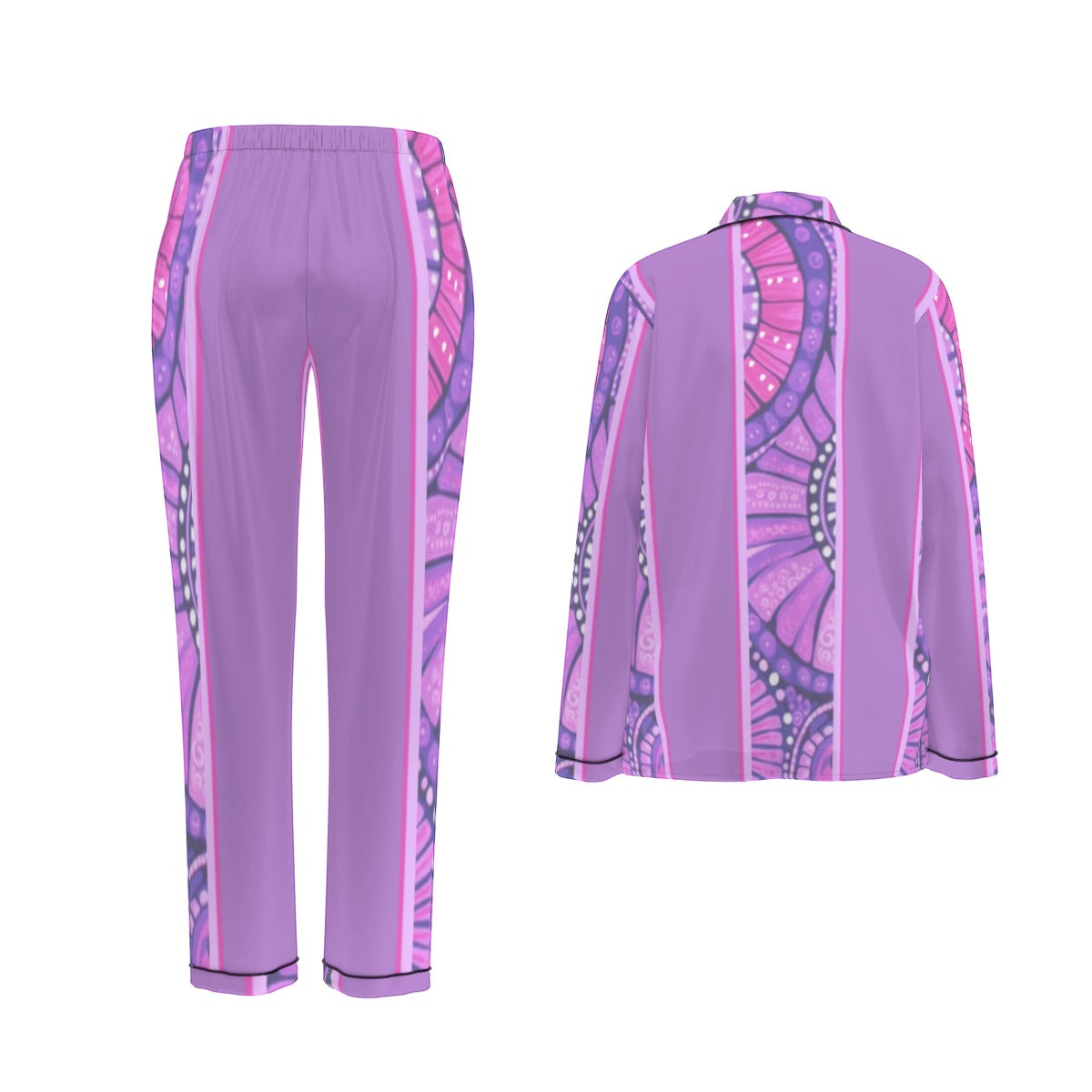 Dreaming Shadows – Women's Long Pyjama Set (Purple Aboriginal Design)
