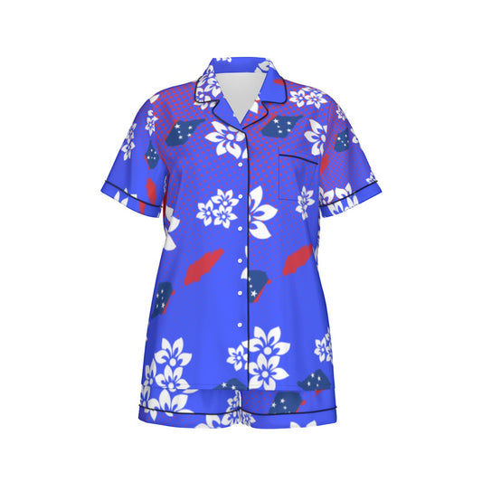 Samoan Floral Women Silk Short Sleeve Pajamas