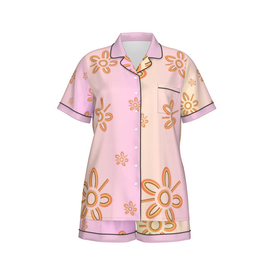 Pink Indigenous Design 2-Piece Silk Pajama Set