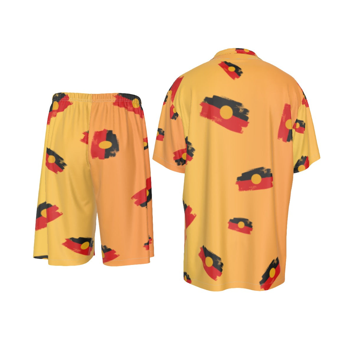 Men's Aboriginal Flag Design Silk Pajamas – Two-Piece Luxury Sleepwear