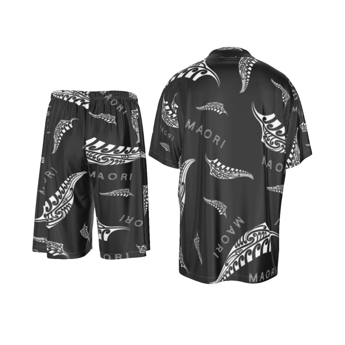 New Zealand Men's Silk Two-Piece Short Sleeve Shirt and Shorts Pajama Set