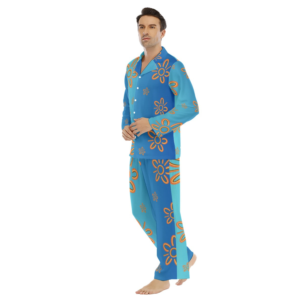 Blue Design Men’s 2-Piece Long Pants Pajama Set