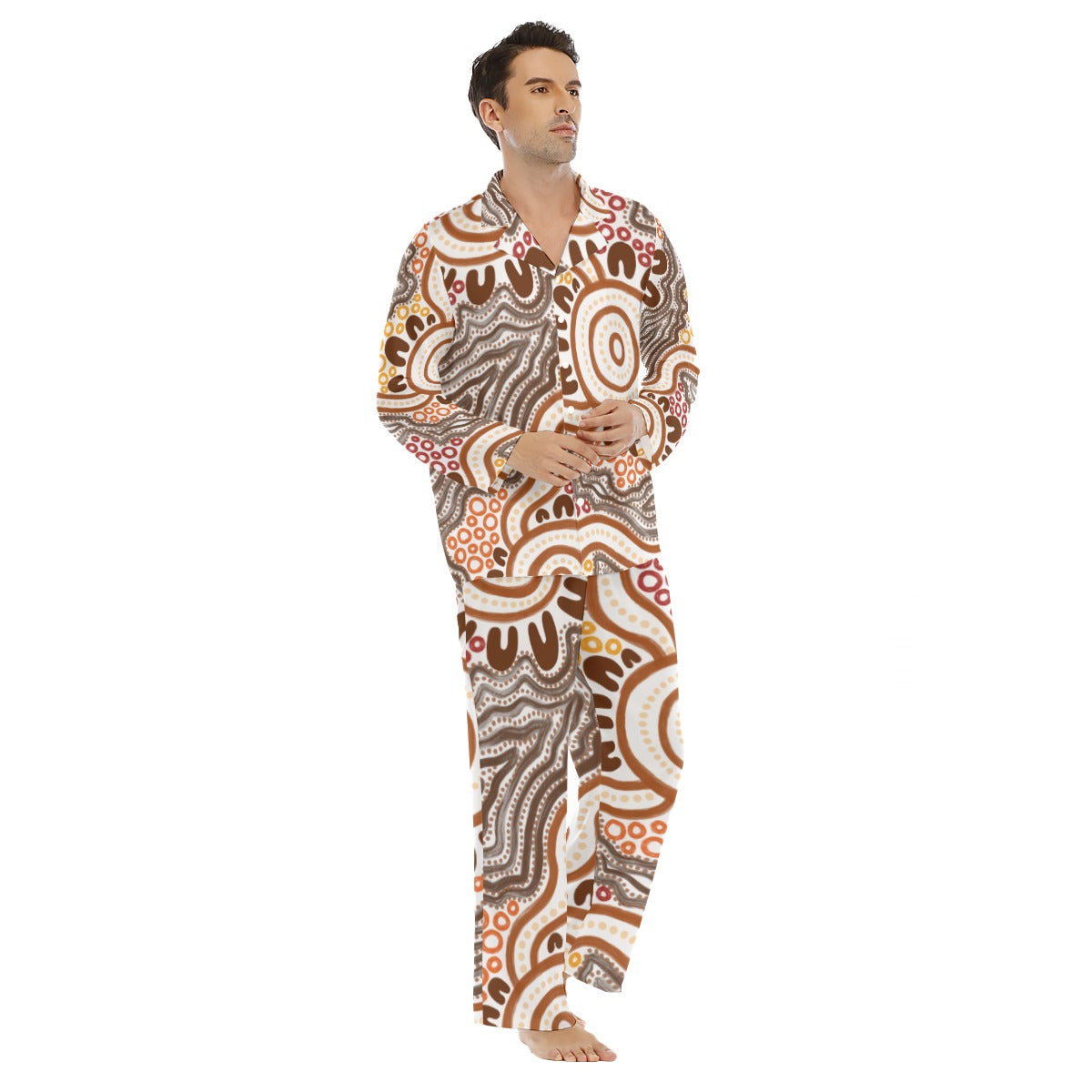 Brown Design Men’s 2-Piece Long Pants Pajama Set