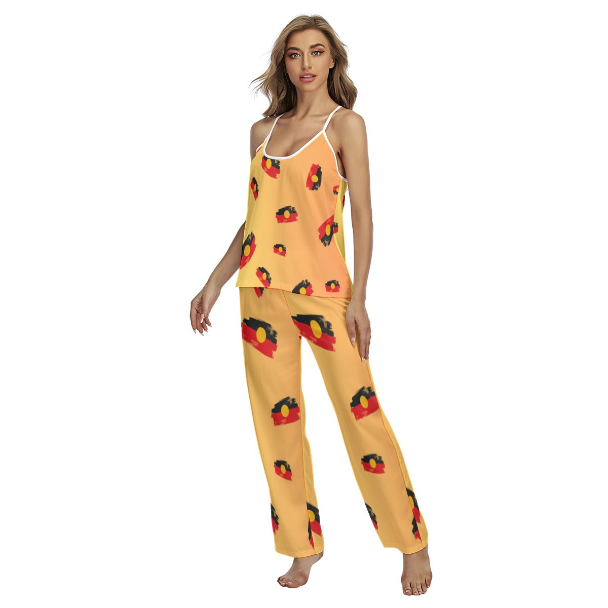 Aboriginal Design 2-Piece Pajama Set for Women - Long Pants & Short Sleeve Top