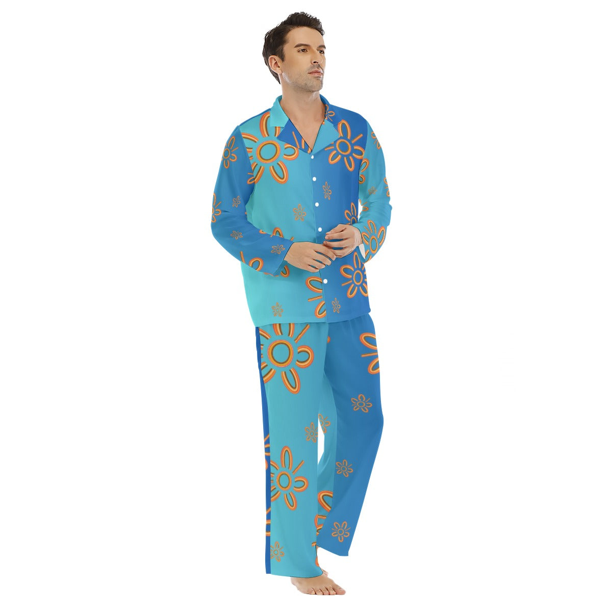 Blue Design Men’s 2-Piece Long Pants Pajama Set