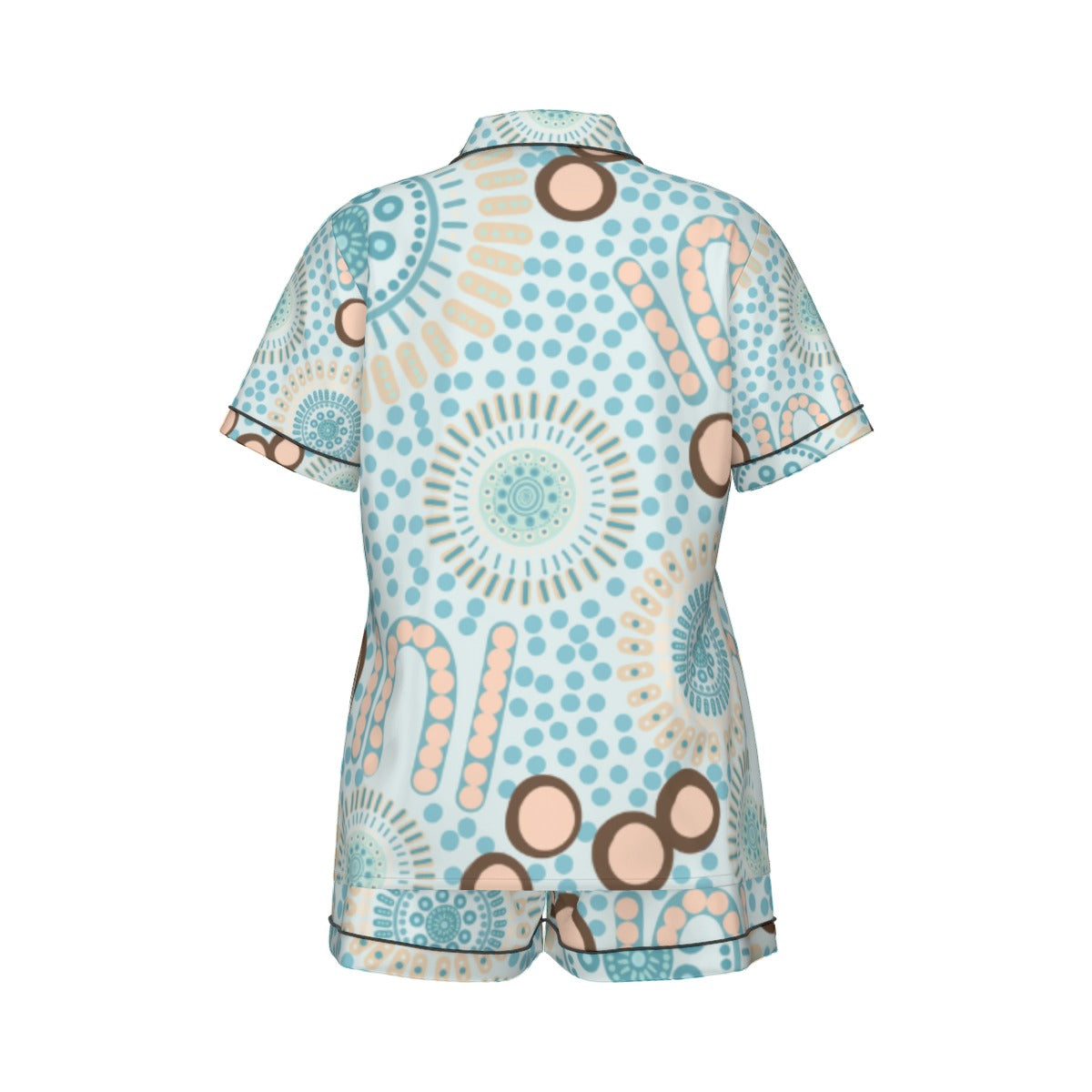 Indigenous-Inspired Silk PJ Set – Short Sleeve & Shorts