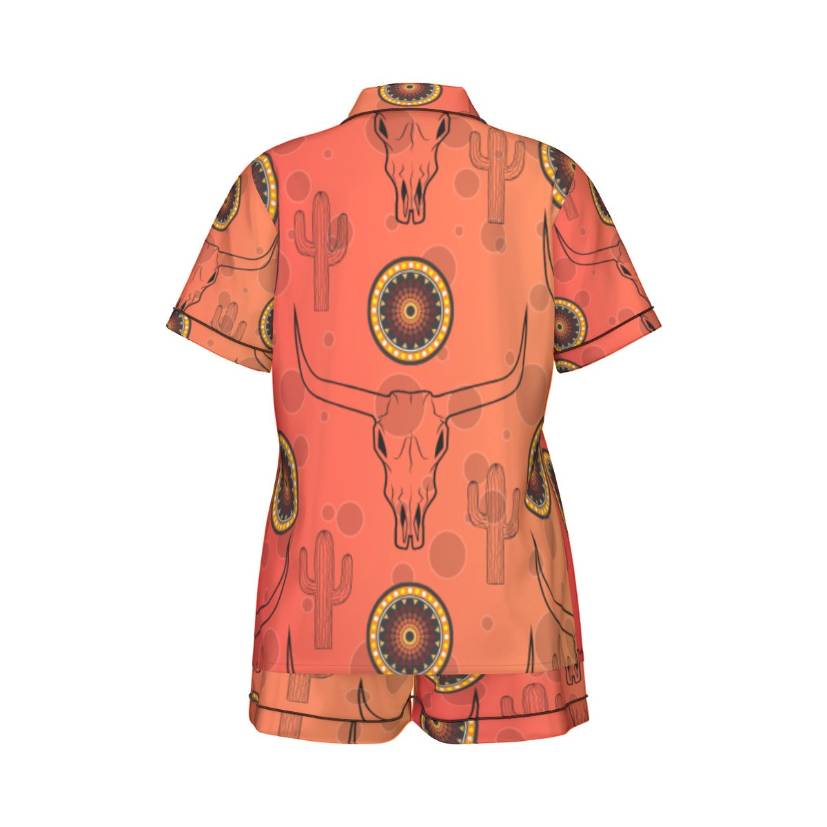 Women's Outback Spirit Silk PJ Set – Aboriginal Cowboy Style (2-Piece Short Set)