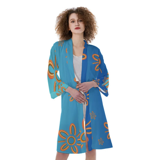 Indigenous Design Blue Women's Robe