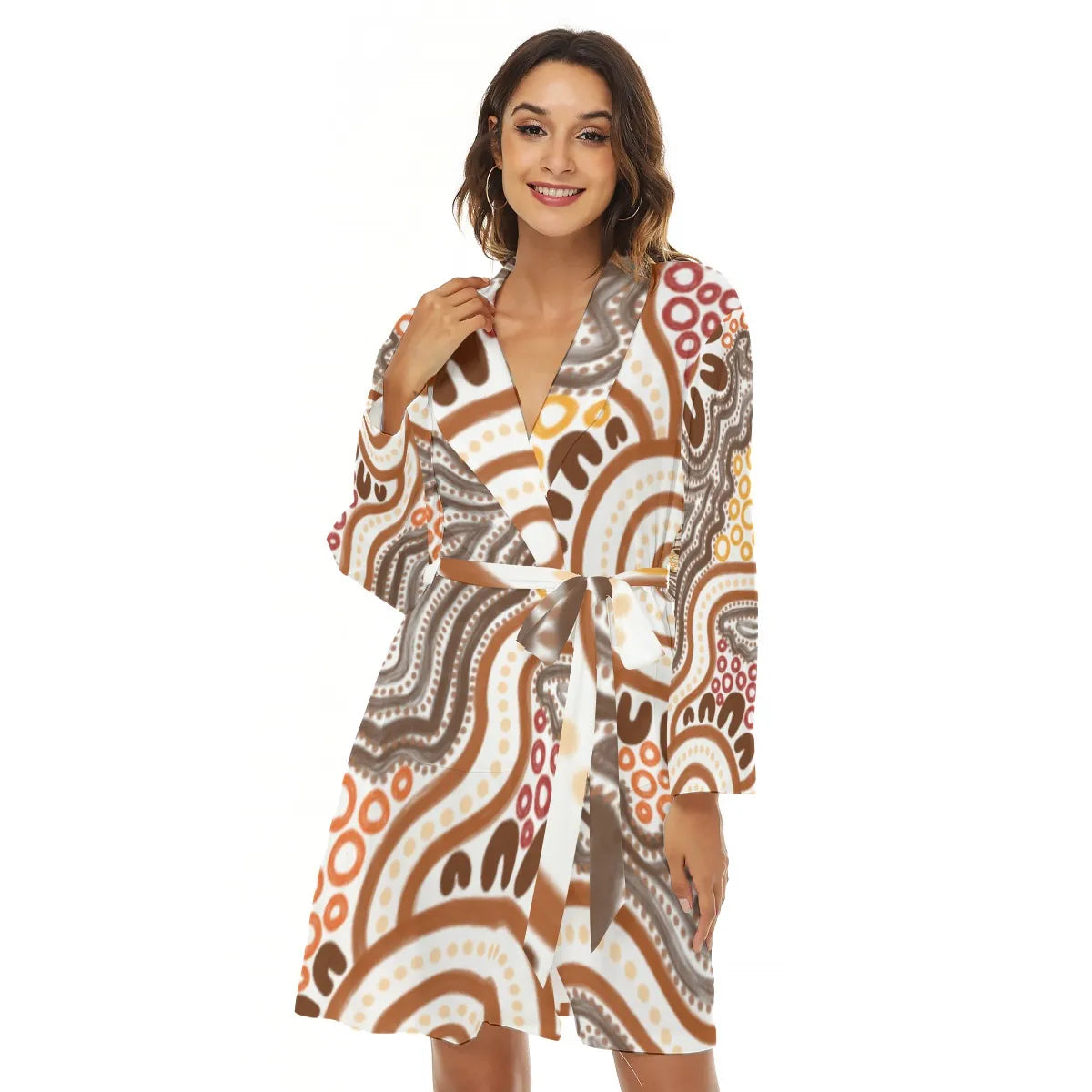 Indigenous Brown Design Women's Robe